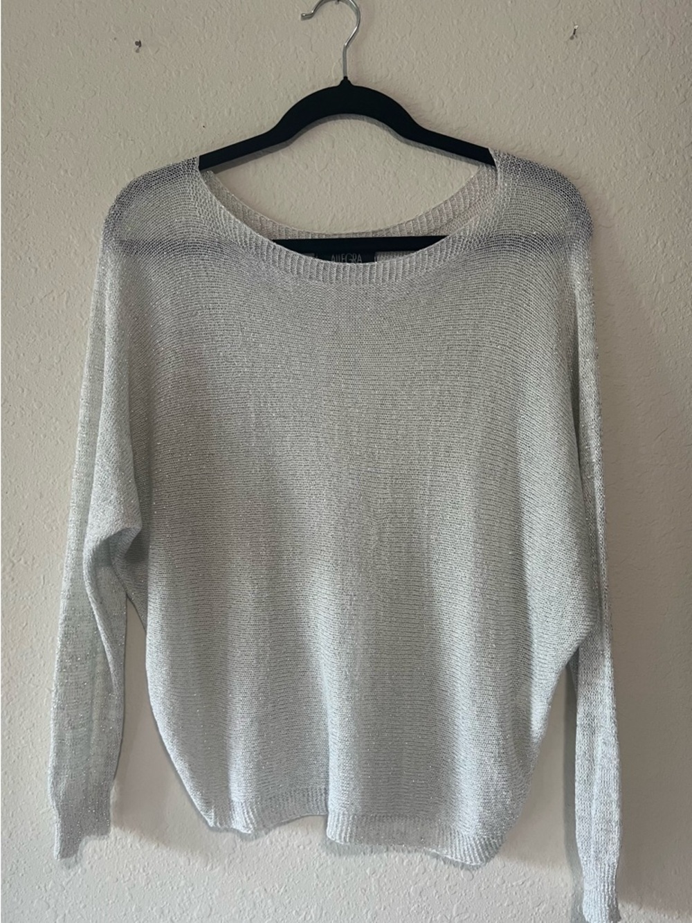 Allegra Unione Metallic Silver Lightweight Knit Sweater - Women